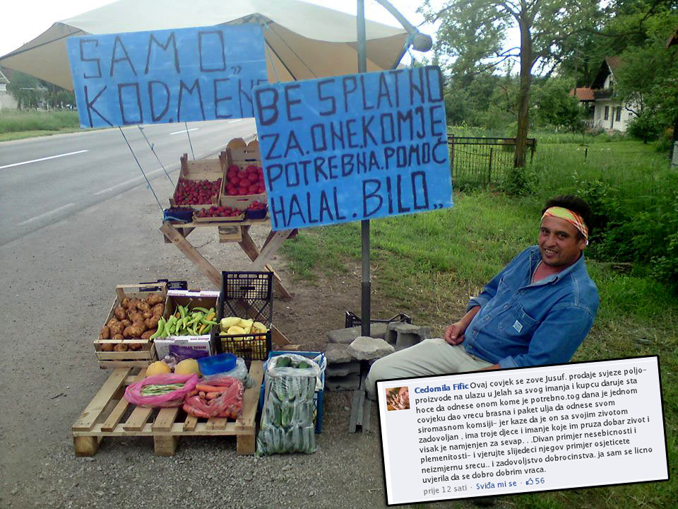 Štand pored puta: „Za one kojima je pomoć potrebna, besplatno, halal bilo!“ (FOTO)