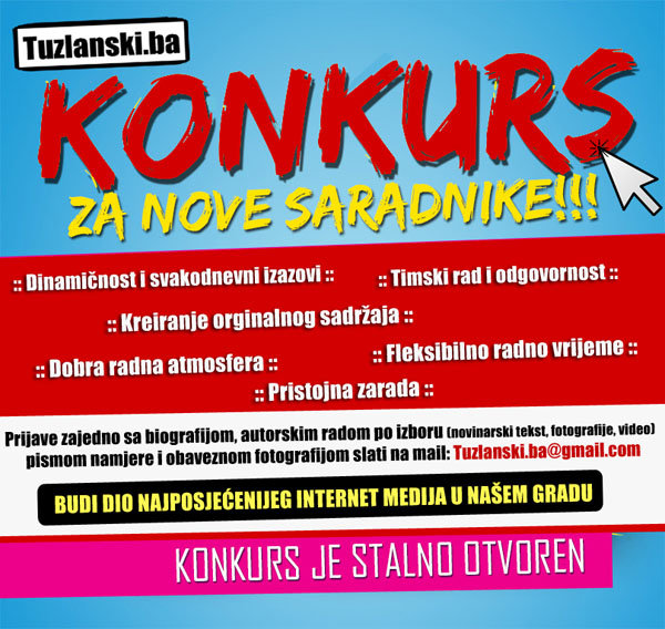 Najposjećeniji internet medij u TK: Tuzlanski.ba traži nove saradnike!