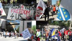 Demonstranti ispred zgrade Parlamenta FBiH traže vanrednu sjednicu (FOTO)