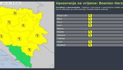 Upozorenje na vrijeme: Žuti meteoalarm za skoro cijelu BiH