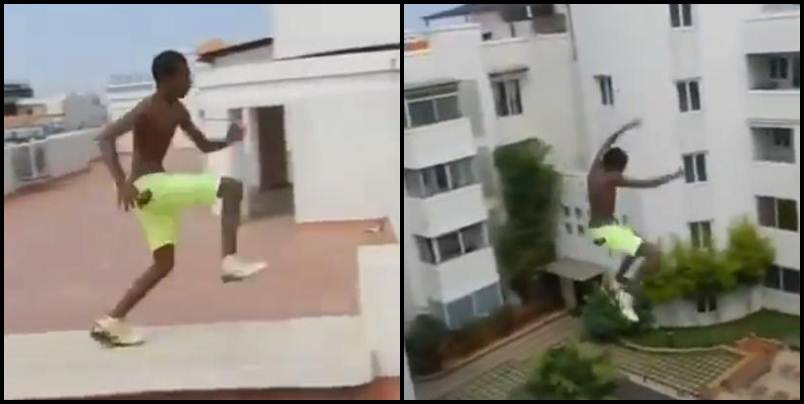 Hrabar i lud: Neustrašivi skok u bazen sa vrha zgrade (VIDEO)