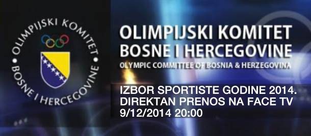 Direktan prenos na FACE TV: 9. decembra "Izbor sportiste godine 2014“