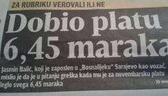 Samo u BiH: Dobio platu 6,45 maraka (POSTER)