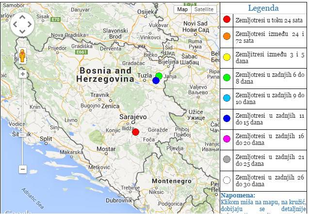 Zemljotres magnitude 4,3 po Richteru u blizini Sarajeva