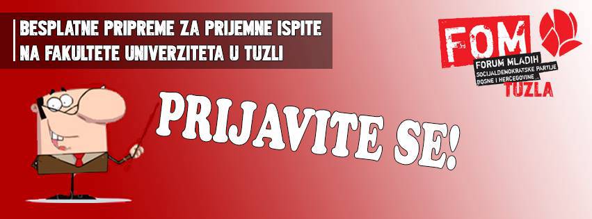 Poziv na besplatne pripreme za prijemne ispite na Univerzitet u Tuzli