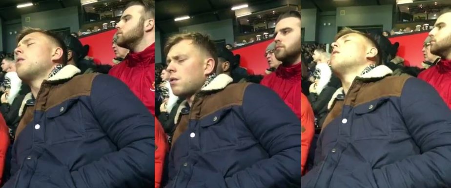 Old Trafford: Navijač zaspao za vrijeme utakmice između Manchestera i Sheffielda (VIDEO)