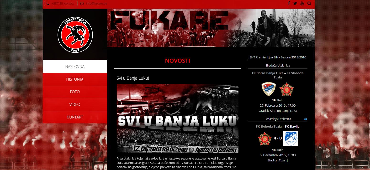 Korak dalje: Puštena u rad oficijelna web stranica navijačke skupine "Fukare"