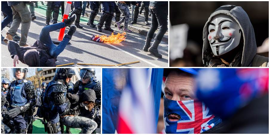 Paralelni protesti radikalnih desničara i antirasista u Melbourneu