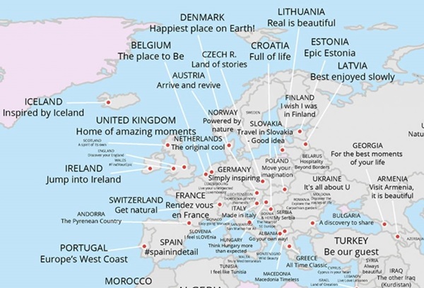 Turistički slogani zemalja svijeta na jednoj mapi: Znate li koji je naš?