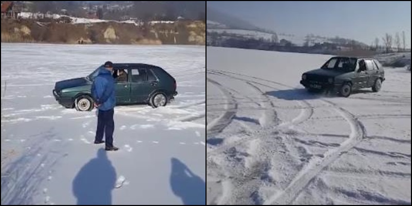 Bugojno: Luda vožnja Golfa II po zaleđenom jezeru (VIDEO)