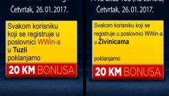 Bonus od 20 KM za sve koji se danas registruju u ovim poslovnicama WWin-a u Tuzli i Živinicama