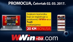 Bonus od 20 KM za sve koji se danas registruju u ovoj poslovnici WWin-a u Tuzli