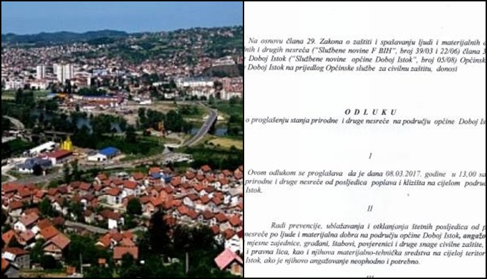 U Doboj Istoku proglašeno stanje prirodne nesreće