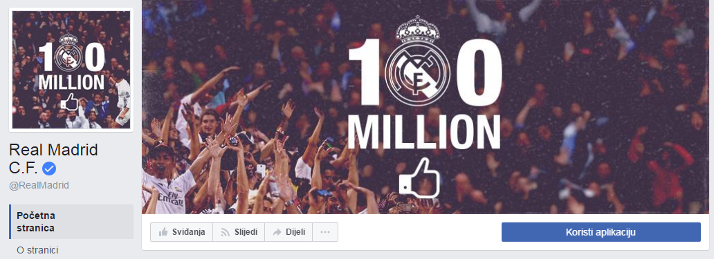 Real Madrid prvi sportski klub sa 100 miliona "lajkova" na Facebooku