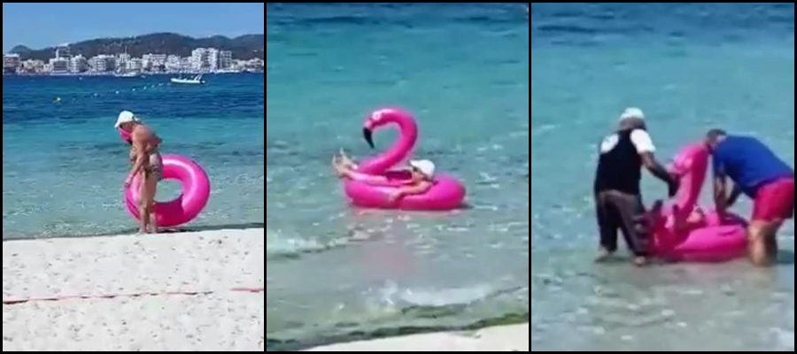 Baka koju je od gumenog flamingosa spasio čuvar plaže ima 45 miliona pregleda (VIDEO)