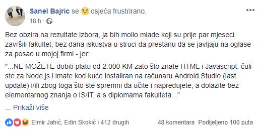 Sanel Bajrić: Znanje, vještinu, zasluženu titulu ili novac ne daju vam ni političke partije ali ni pušenje nargile i ispijanje kafe