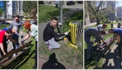 Nekoliko Tuzlaka i Tuzlanki ofarbalo klupe u parku na Bulevaru (FOTO)