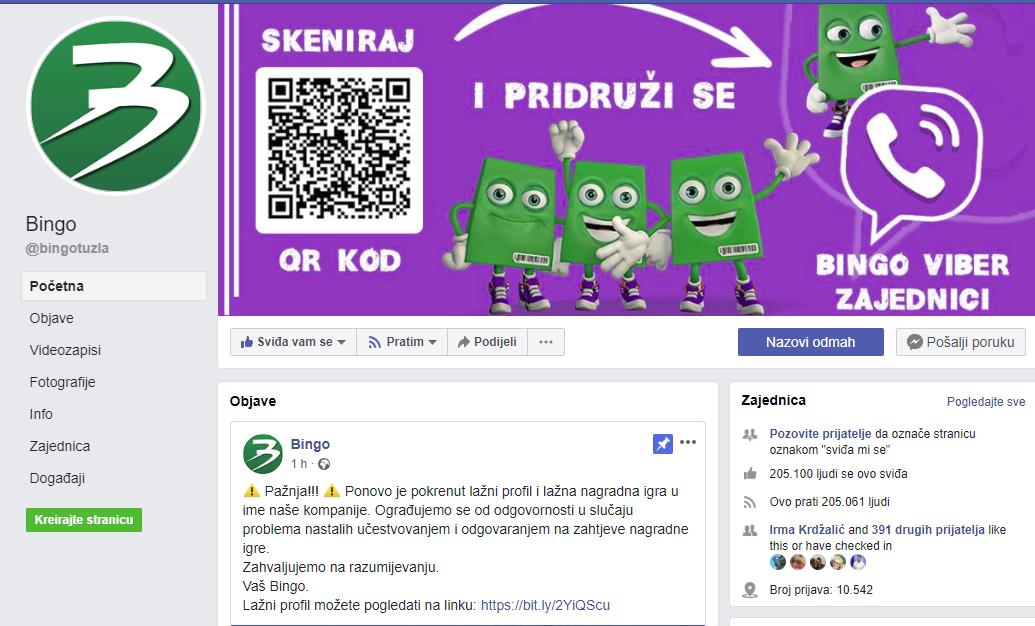 Kompanija Bingo upozorava: Pažnja, ponovo pokrenuta lažna nagradna igra u ime naše kompanije