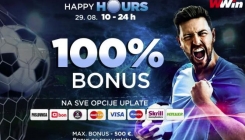 Happy Hours WWin - 100% bonusa na sve opcije uplate danas od 10 do 24