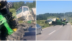 Gradačac: Tri osobe povrijeđene nakon sudara kamiona i traktora