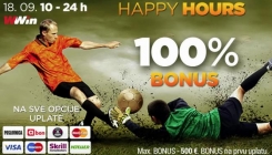 Happy Hours WWin: 100% bonusa na sve opcije uplate danas od 10 do 24h