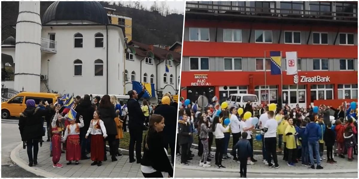 Mališani u Srebrenici pokazali ljubav prema svojoj državi: Prodefilovali sa zastavicama i zapjevali "Hajmo Bosno, Bosno..."