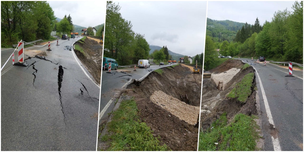 U mjestu Vitalj (Kladanj-Tuzla) saobraća se naizmjenično zbog klizišta