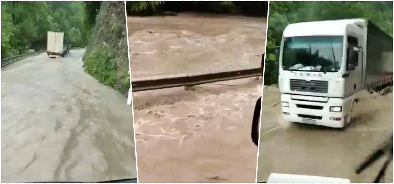 Sve podsjeća na 2014. godinu: Pogledajte dramatičnu vožnju poplavljenom cestom na relaciji Kladanj - Vlasenica