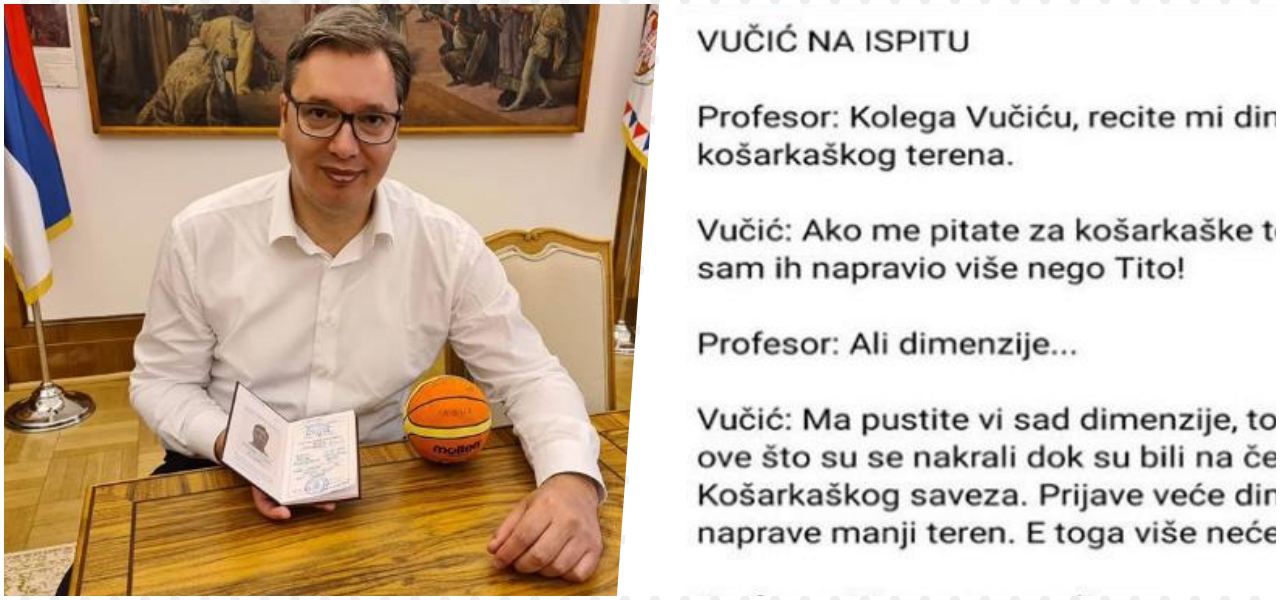 Našalio se na svoj račun: Evo šta se desi kada profesor pita Vučića za dimenzije košarkaškog terena