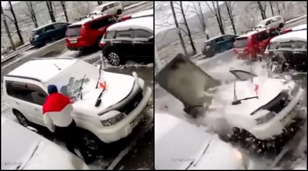 Ogromna betonska ploča pala i smrskala mu automobil: Muškarac izbjegao smrt u sekundi