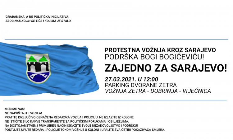 Protestna vožnja kroz Sarajevo i podrška Bogićeviću