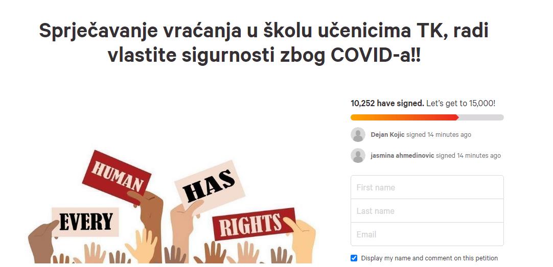 Pokrenuta peticija da se u TK nastavi sa online nastavom