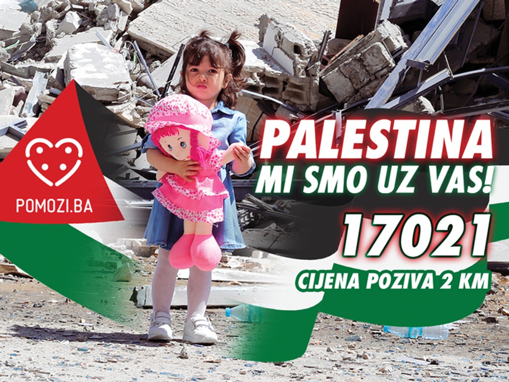 Akcija "Pomozi.ba" u BiH: Pozivom na "17021" donacija 2 KM za narod Palestine