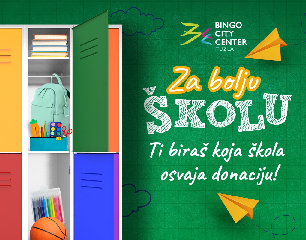 Bingo City Centar Tuzla: Ti biraš koja će osnovna škola osvojiti donaciju od 3 000 KM