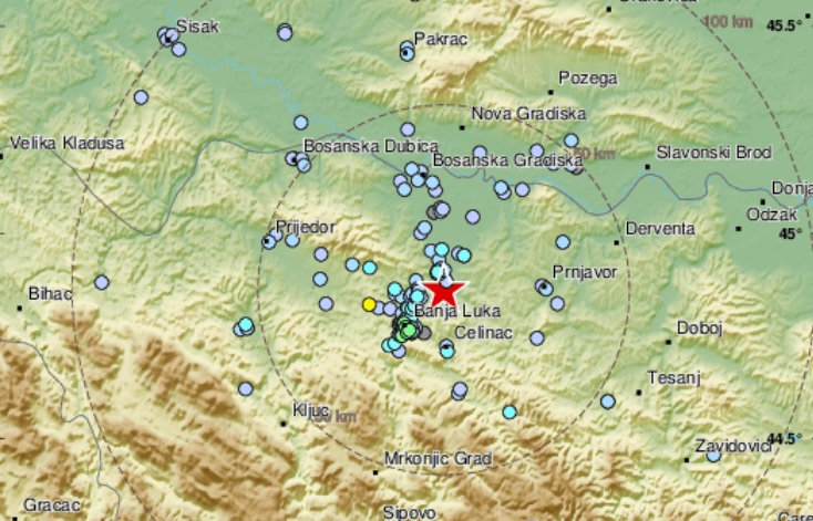 Zemljotres u Banjaluci, jačine 4,1 stepen po Rihteru