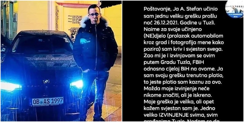 Mladić koji je pozirao pored BMW-a na Kapiji uputio javno izvinjenje