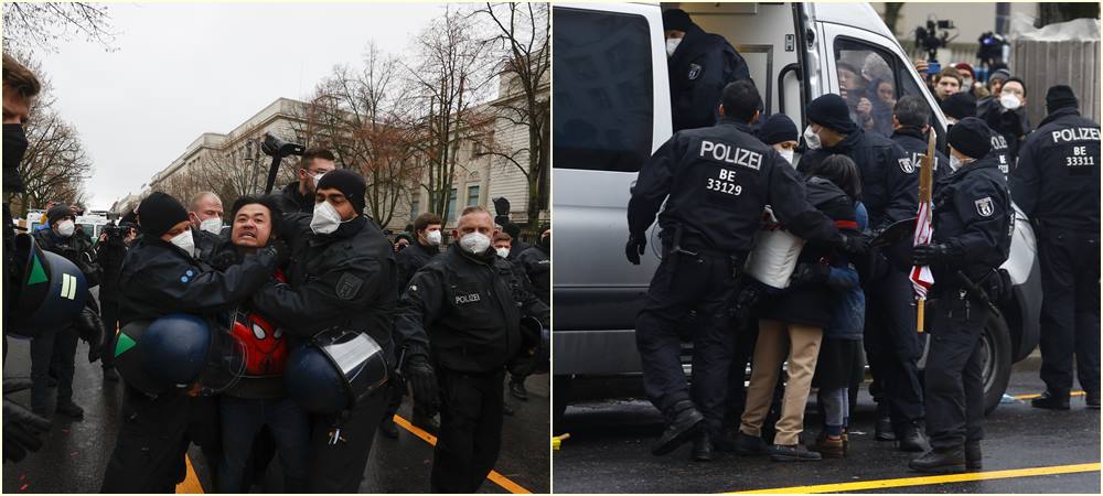 Protest antivaksera u Berlinu: Policija udarala demonstranta pred suprugom i djetetom