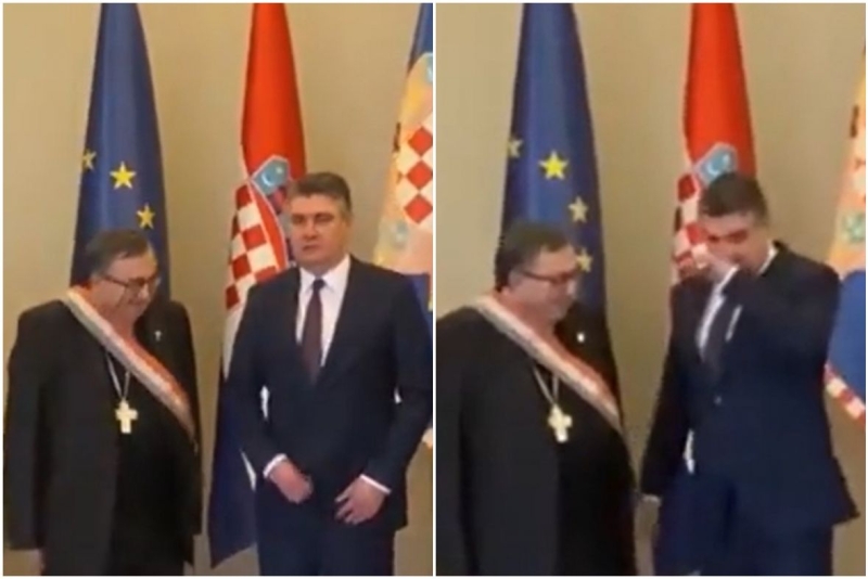 Milanović zakopčavao šlic i brisao nos dok je odlikovao kardinala Puljića