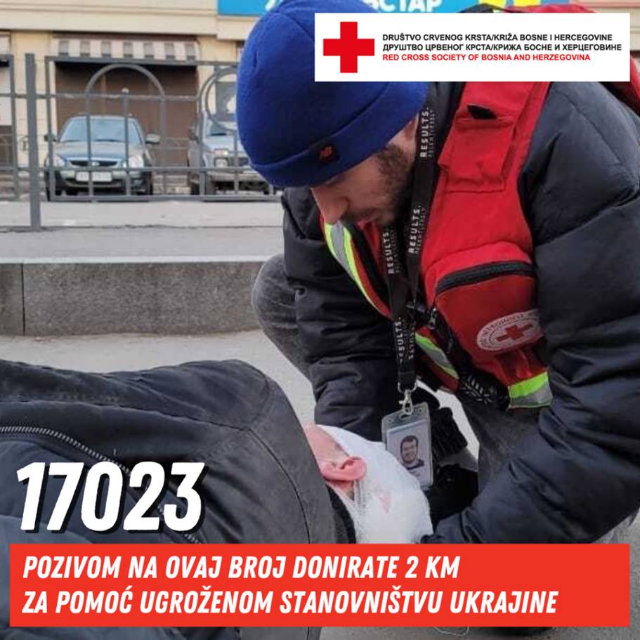 DCK BiH: Humanitarni broj 17023 za pomoć stanovništvu Ukrajine