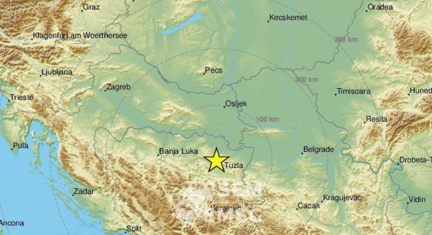 Zemljotres snage 4,2 stepena sa epicentrom kod Tuzle, osjetio se i u Hrvatskoj i Srbiji