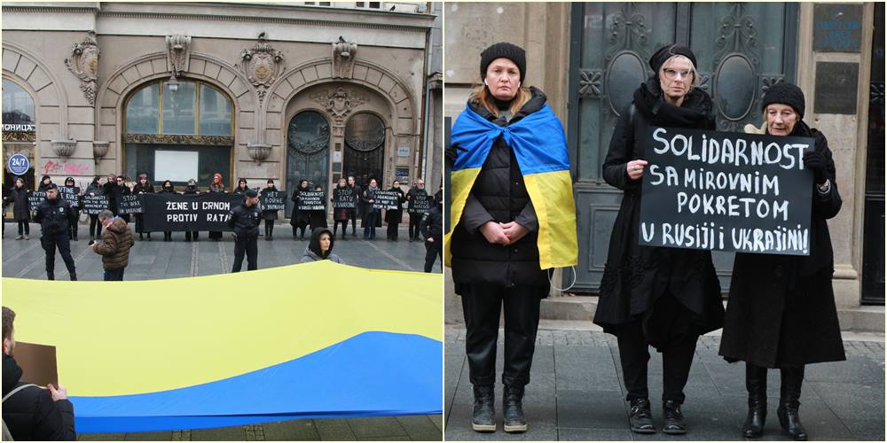 Antiratni protest u Beogradu: "Žene u crnom" razvile veliku zastavu Ukrajine