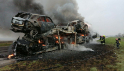 Izgorio šleper sa devet automobila: Šteta se procjenjuje na oko 260.000 KM