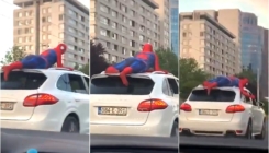 Nesvakidašnji prizor u Sarajevu: 'Spiderman' se vozio na krovu terenca