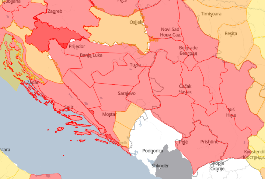 Temperature zraka danas do 42 stepena, na snazi crveni meteoalarm