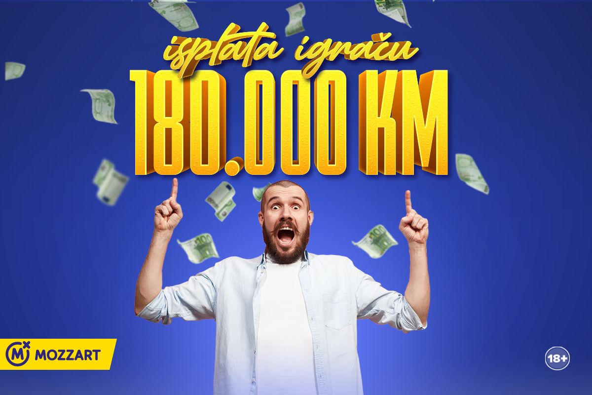 U Mozzartu isplaćen najveći dobitak do sada: Prijedorčanin osvojio rekordnih 180.000 KM!