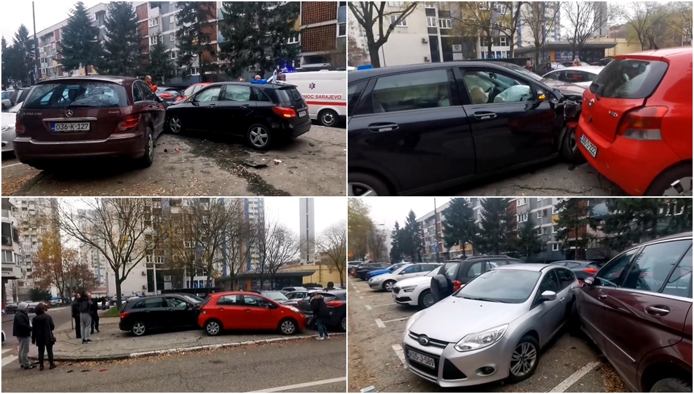 Vozačica u Sarajevu nakon sudara oštetila brojna vozila na parkingu