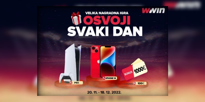 Wwin nagrađuje: Osvoji svaki dan Iphone 14, PS5 i 1000 EUR bonusa