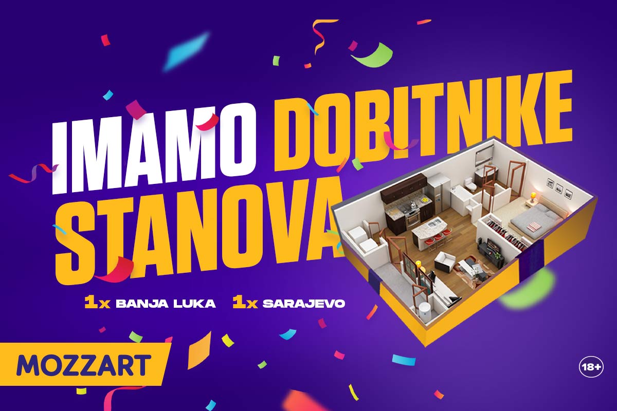 Odigraš tiket i dobiješ nov stan?! To može samo u Mozzartu, a evo ko su dobitnici stanova u Banjaluci i Sarajevu