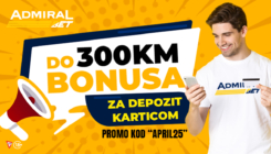 AdmiralBet poklon od 20 KM bez uslova i bonus do 300 KM za uplate bankovim karticama