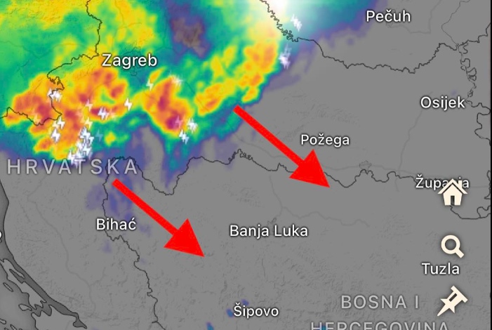 Nakon Hrvatske, snažna oluja stiže i u BiH: Poznato koje bi gradove moglo zadesiti nevrijeme